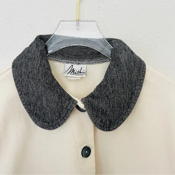 Minimalist French Girl Barn Jacket Coat Feminine Black Cream Size Small - Picture 6 of 11